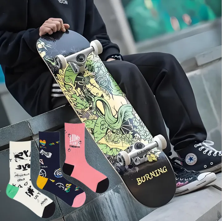 6-Pack Trendy Graffiti Mid-calf Womens