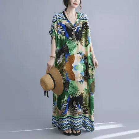 Abstract Nature Kaftan Dress