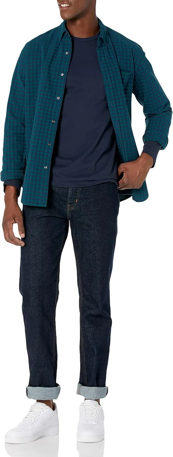 Amazon Essentials Slim-Fit Long Sleeve Shirt for Men, Pocket and No Pocket Styles