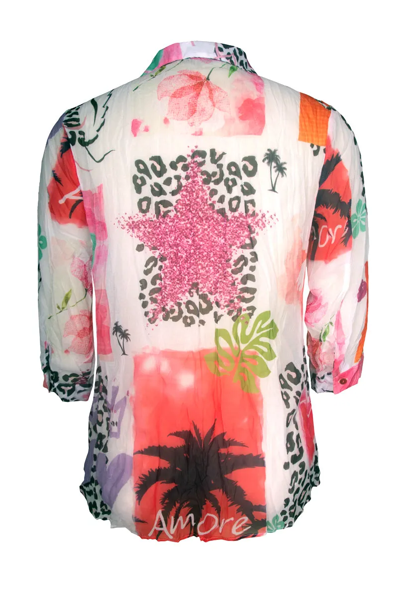 Art Abstract Printed Shirt - Pink