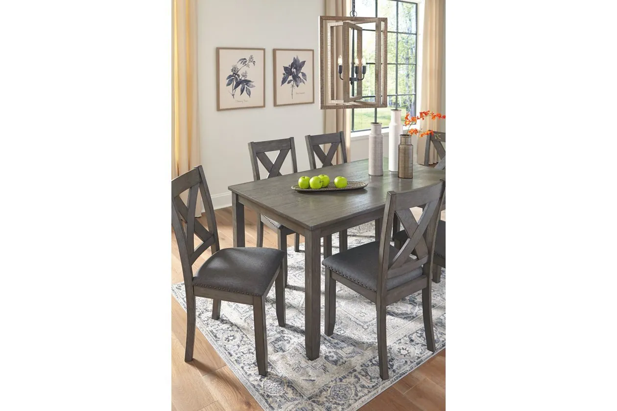 Caitbrook Gray Dining Table and Chairs (Set of 7)