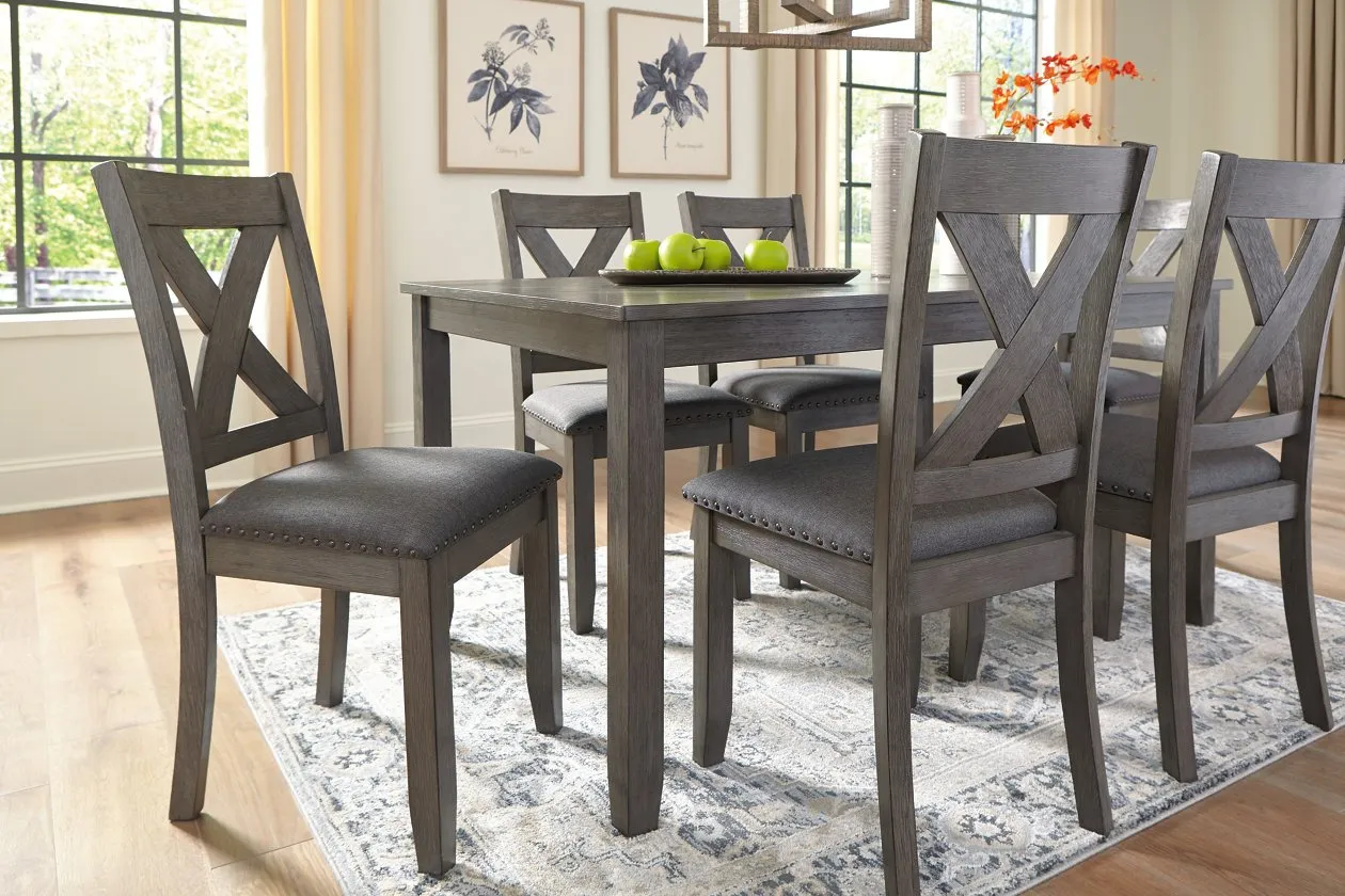 Caitbrook Gray Dining Table and Chairs (Set of 7)