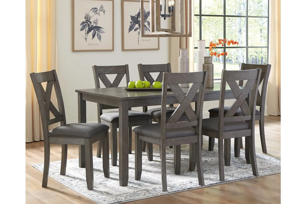 Caitbrook Gray Dining Table and Chairs (Set of 7)