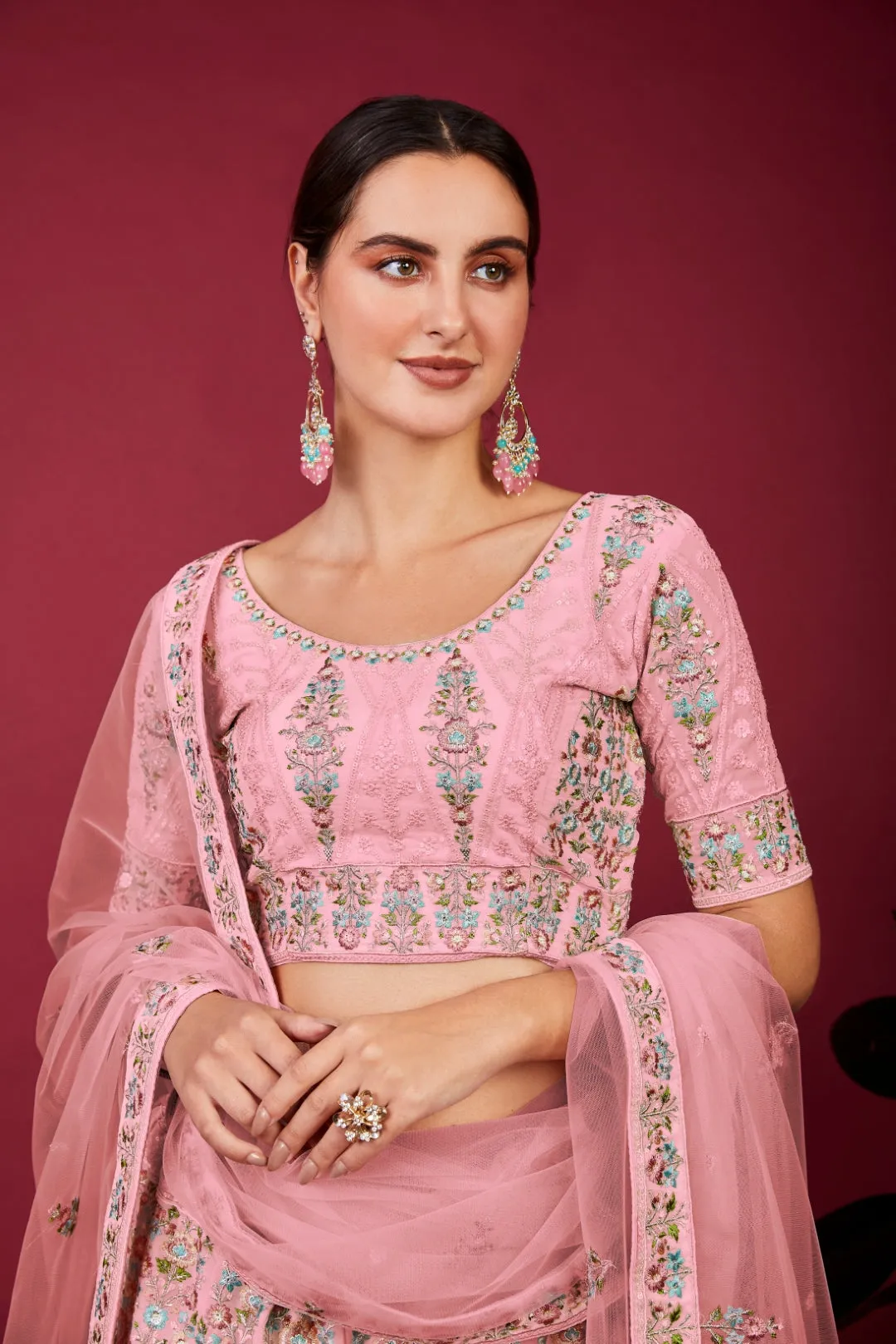 Captivating Pink Designer Lehenga Choli Set - Embroidered Elegance