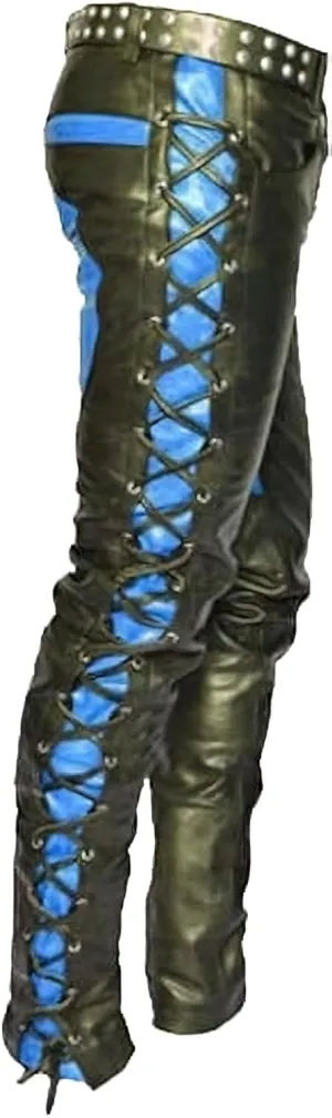 Classic Fit 5 Pockets Leather Pants for Men - Premium Biker Fashion Traditional Cowboy Western Pants