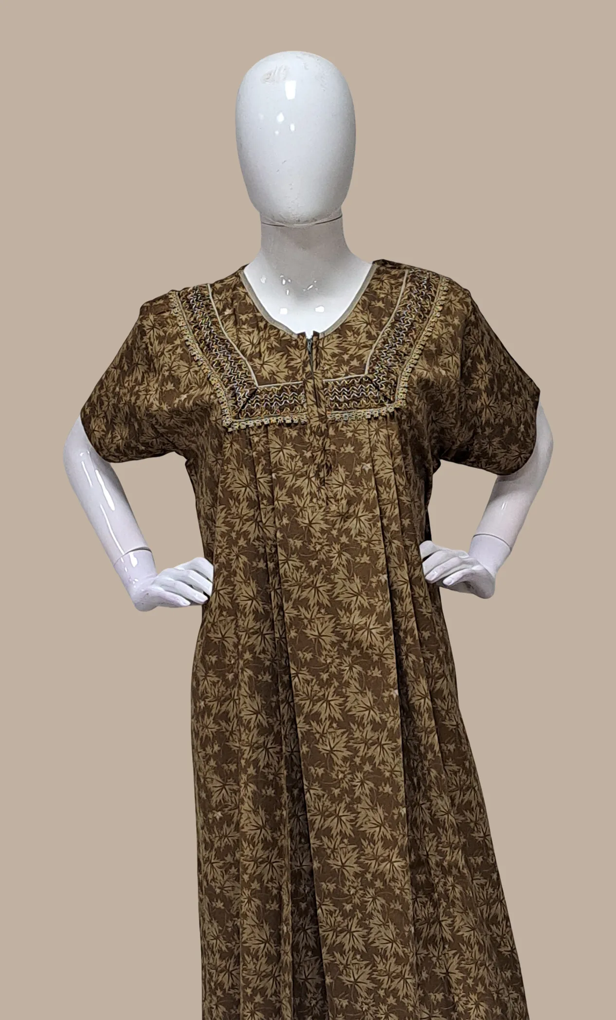 Dark Olive Printed Kaftan