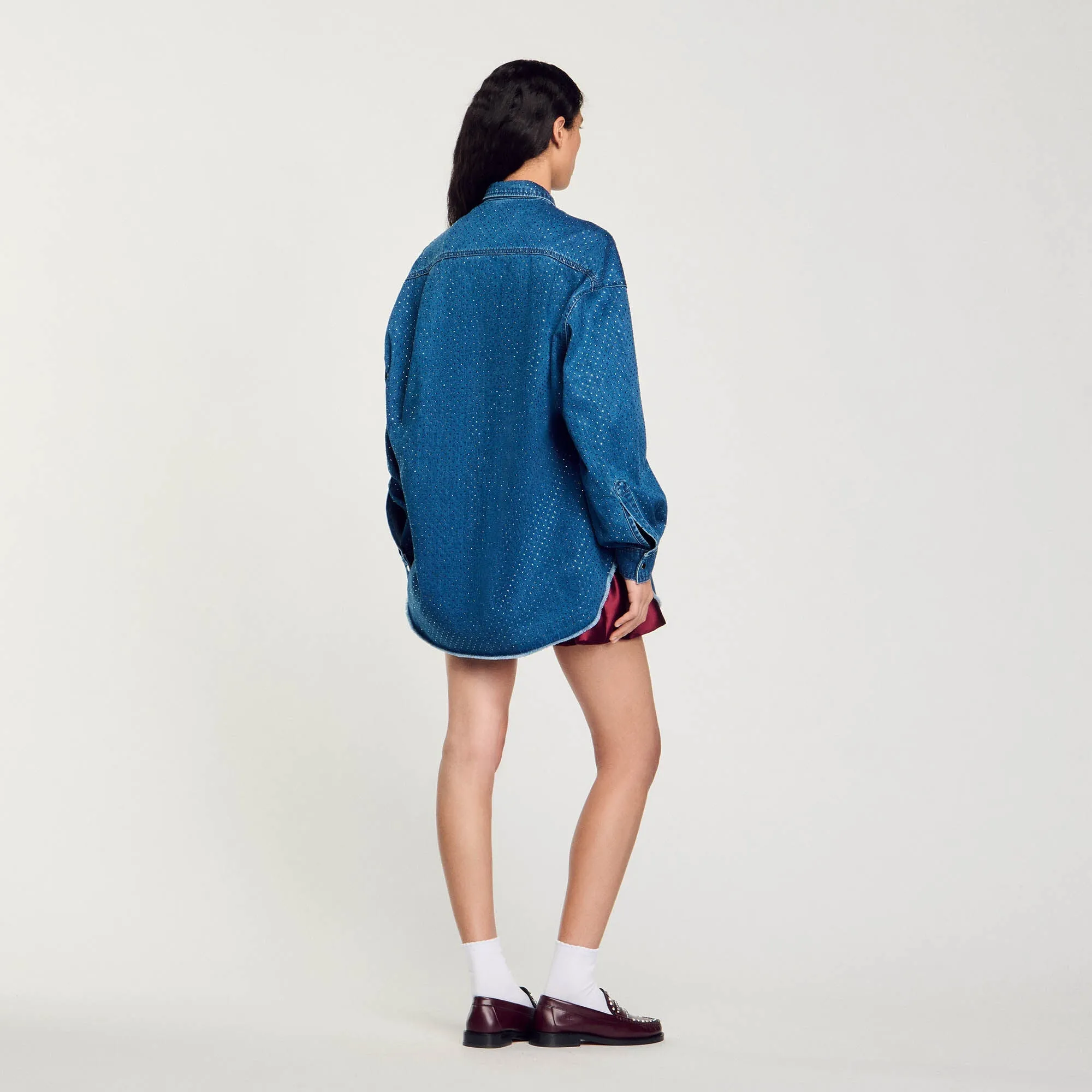 Denim Shirt With Rhinestones