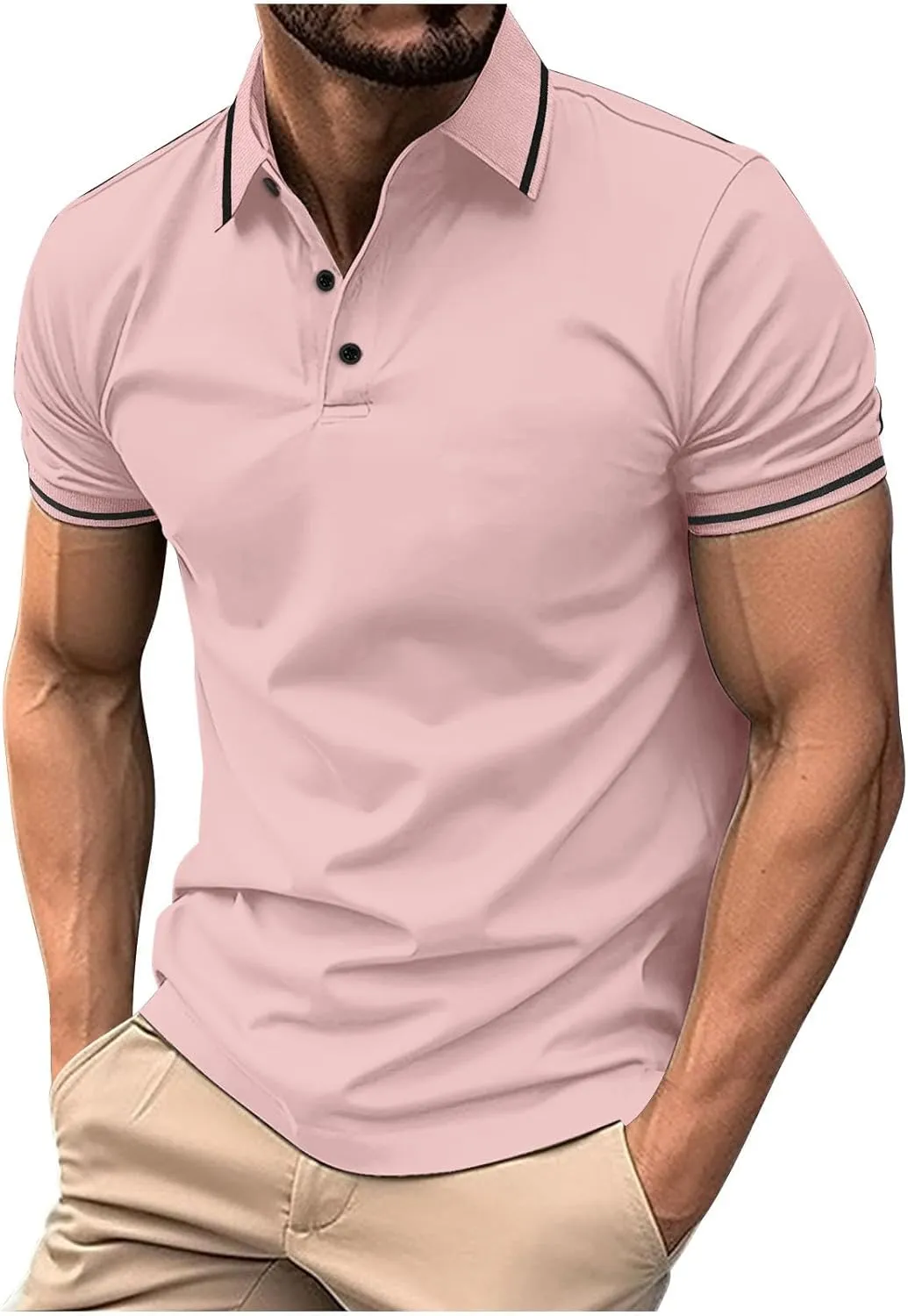 generic Mens Casual Short Sleeve Golf Polos Shirts Stylish Men Dress Tshirts Business Guys Summer Tops Clothing Regular Fit