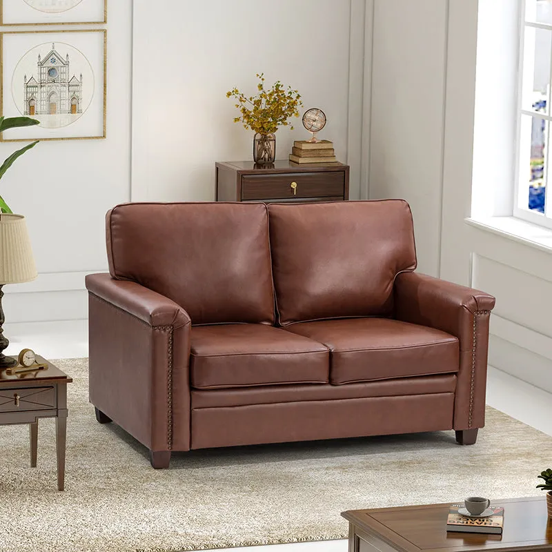 Hugo 56" Wide Top Layer Leather Sofa