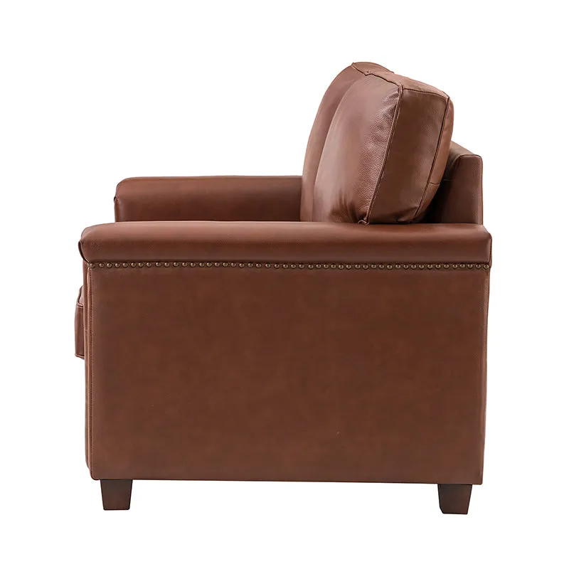 Hugo 56" Wide Top Layer Leather Sofa
