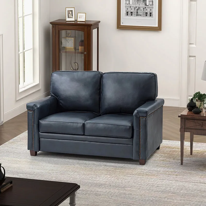 Hugo 56" Wide Top Layer Leather Sofa