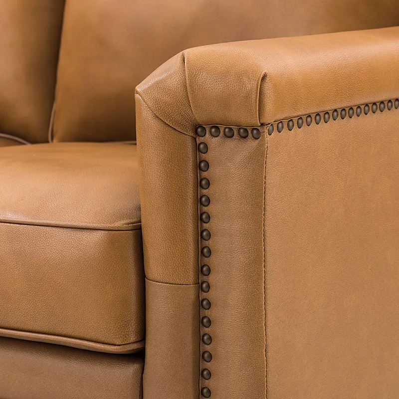 Hugo 56" Wide Top Layer Leather Sofa