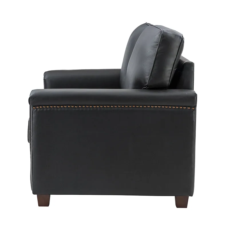 Hugo 56" Wide Top Layer Leather Sofa
