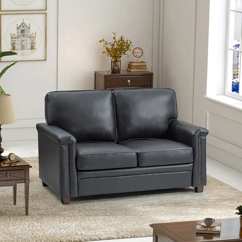 Hugo 56" Wide Top Layer Leather Sofa