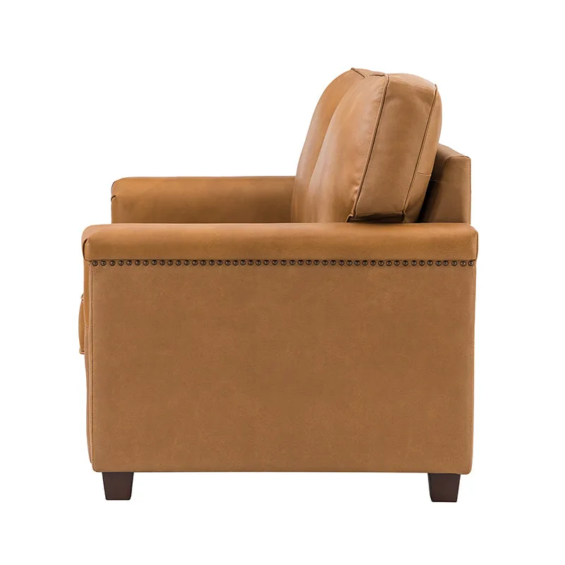 Hugo 56" Wide Top Layer Leather Sofa