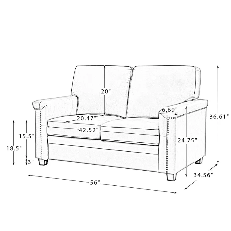 Hugo 56" Wide Top Layer Leather Sofa