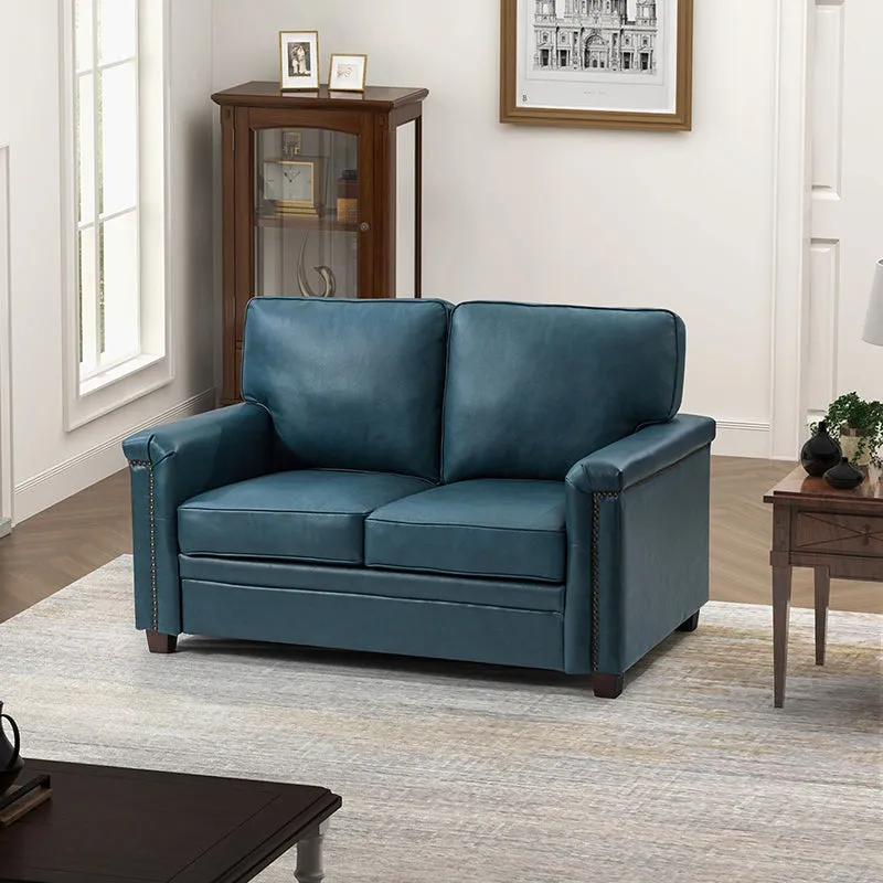 Hugo 56" Wide Top Layer Leather Sofa