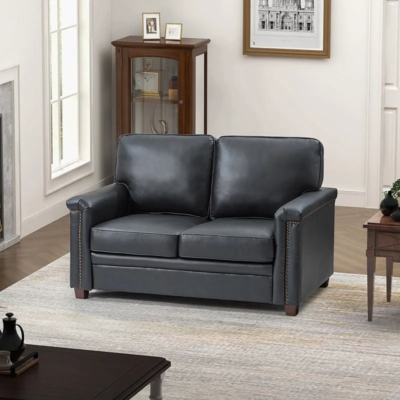 Hugo 56" Wide Top Layer Leather Sofa
