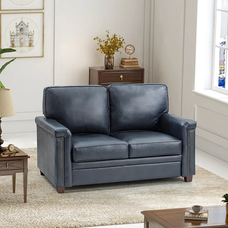 Hugo 56" Wide Top Layer Leather Sofa
