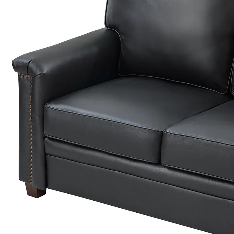Hugo 56" Wide Top Layer Leather Sofa