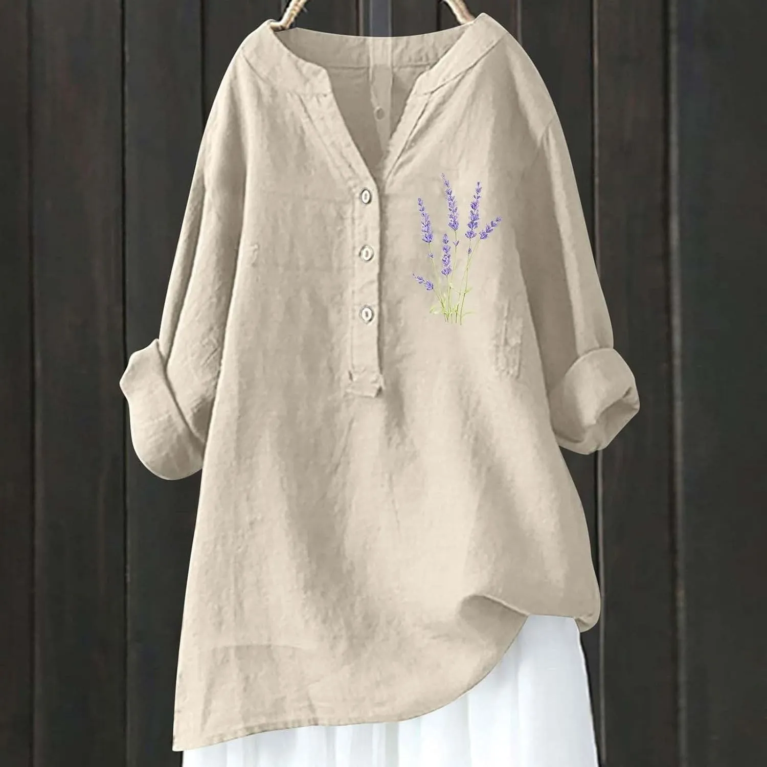 Linen Button Down Shirt Women with Gradient Letter Printed Pockets and Hooded Casual Collared Blouses Loose Fit
