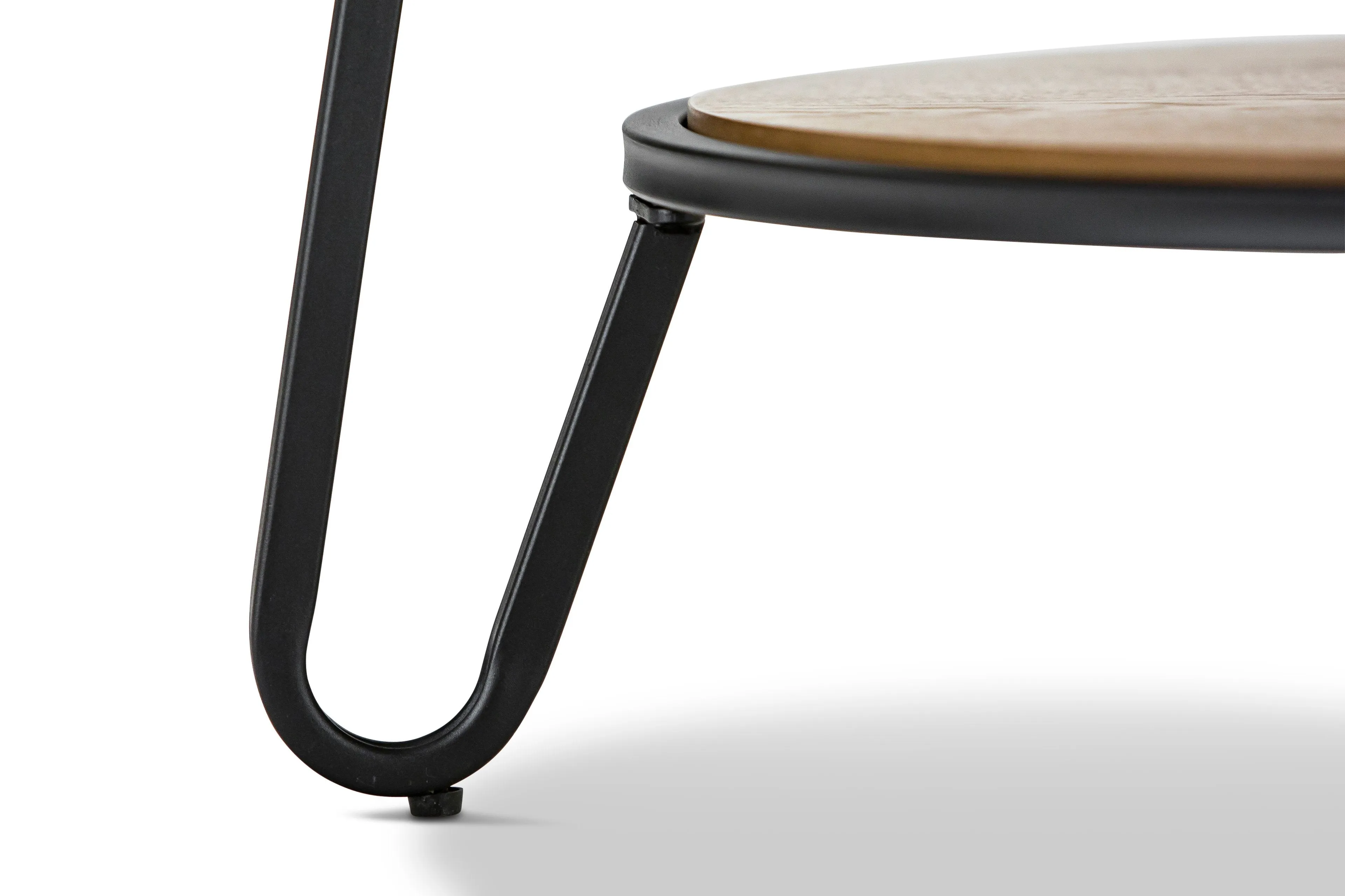 Marcelle 74cm Round Coffee Table - Light Oak Top Black Frame