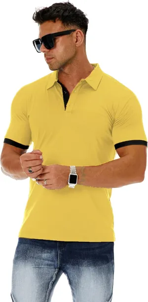 Men's Short & Long Sleeve Solid Polo Shirt Slim Fit Casual Basic Design