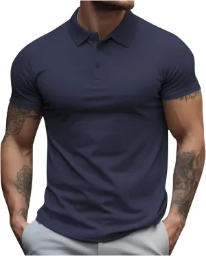 Men's Slim fit Breathable Solid Golf Polo with Pocket Summer Plain Short Sleeve Casual Fashion Shirt