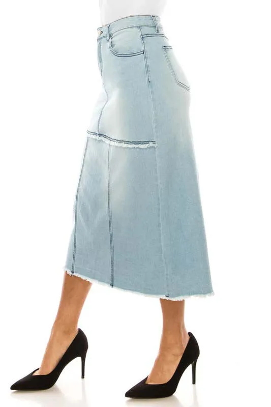 Mid Panel Light Wash Denim Skirt
