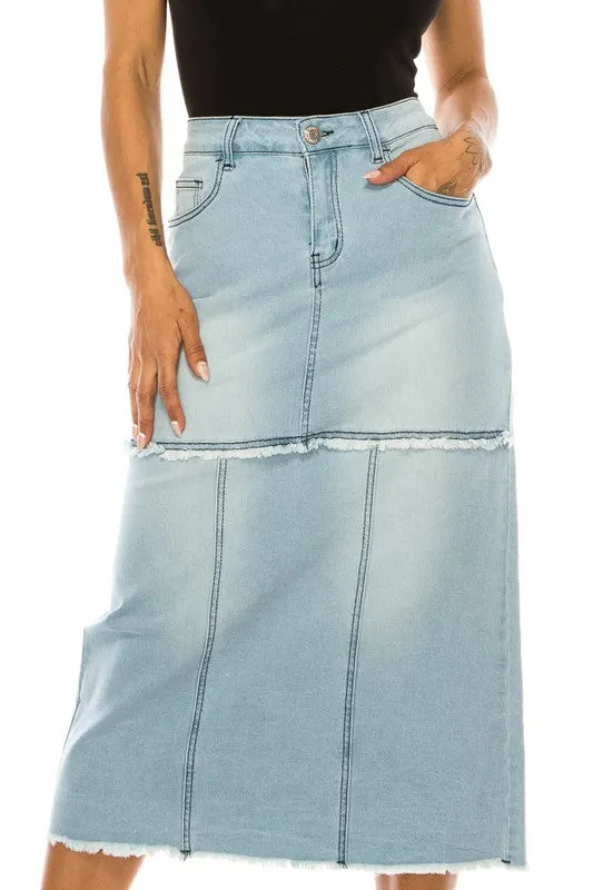 Mid Panel Light Wash Denim Skirt