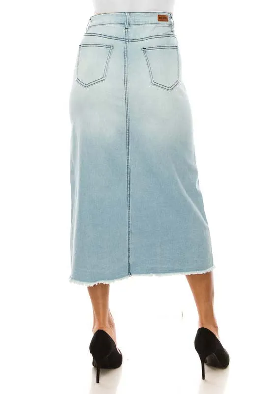 Mid Panel Light Wash Denim Skirt