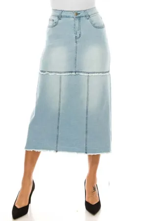 Mid Panel Light Wash Denim Skirt