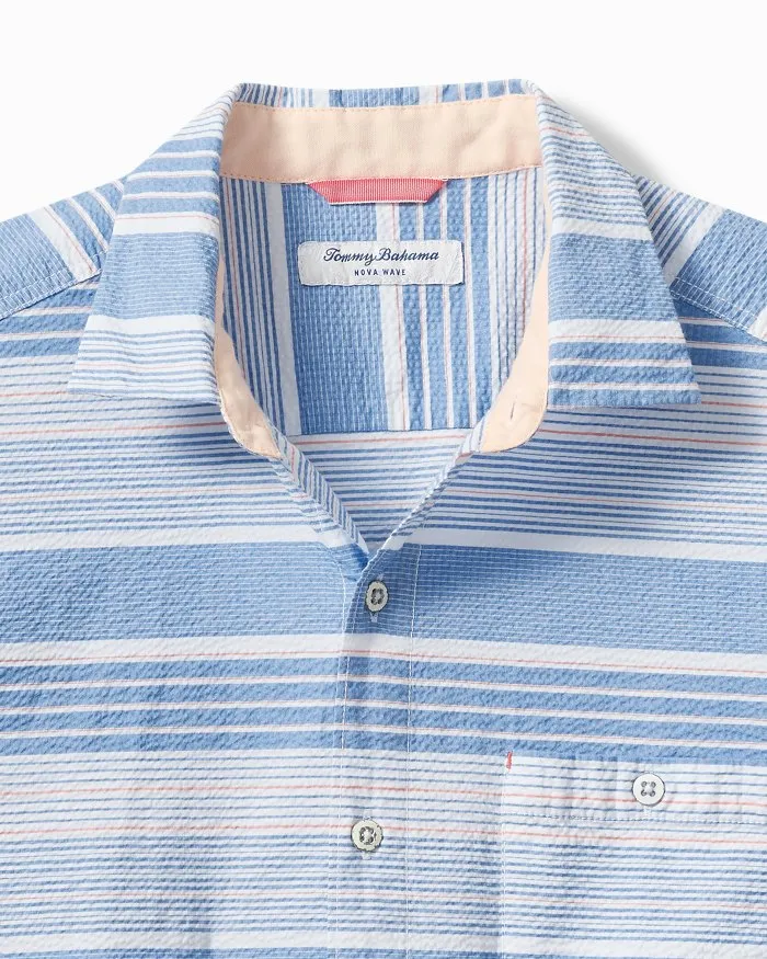 Nova Wave Jet Stream Stripe Short-Sleeve Shirt in Bright Cobalt by Tommy Bahama