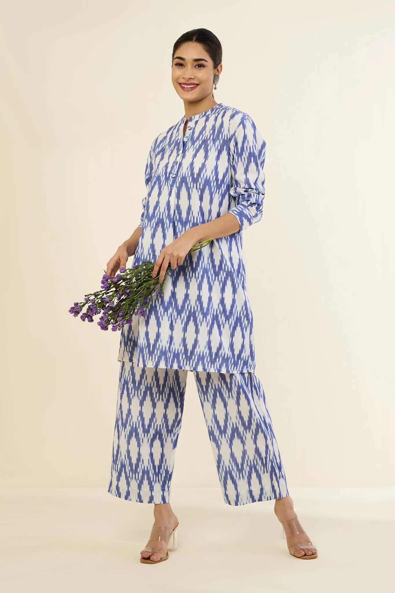 Ocean Breeze Streaks Short Tunic with Sleeves