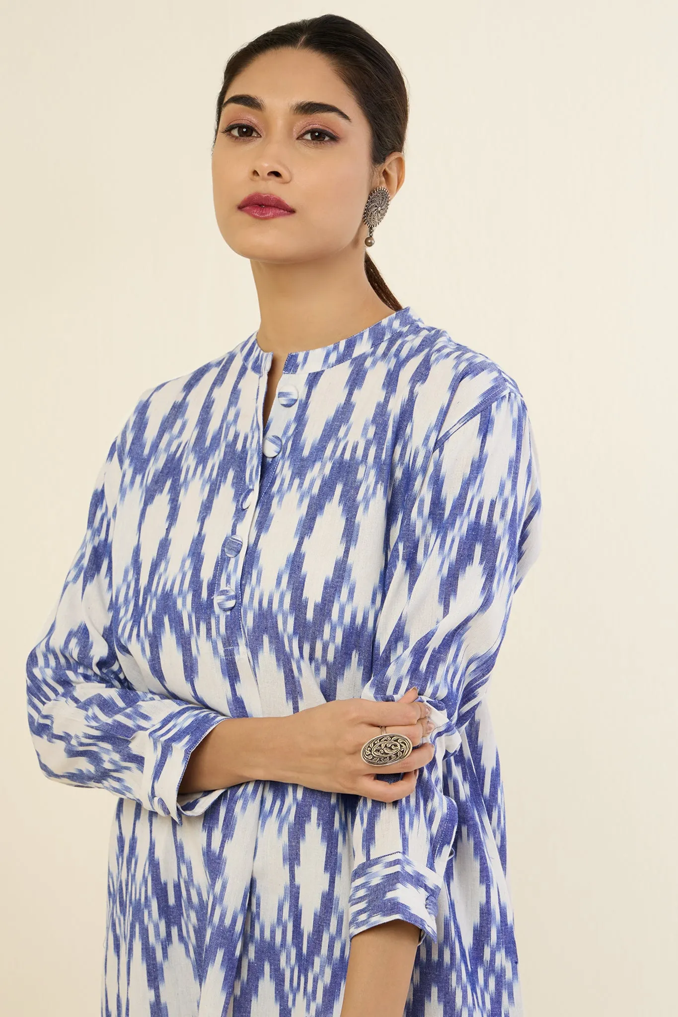 Ocean Breeze Streaks Short Tunic with Sleeves