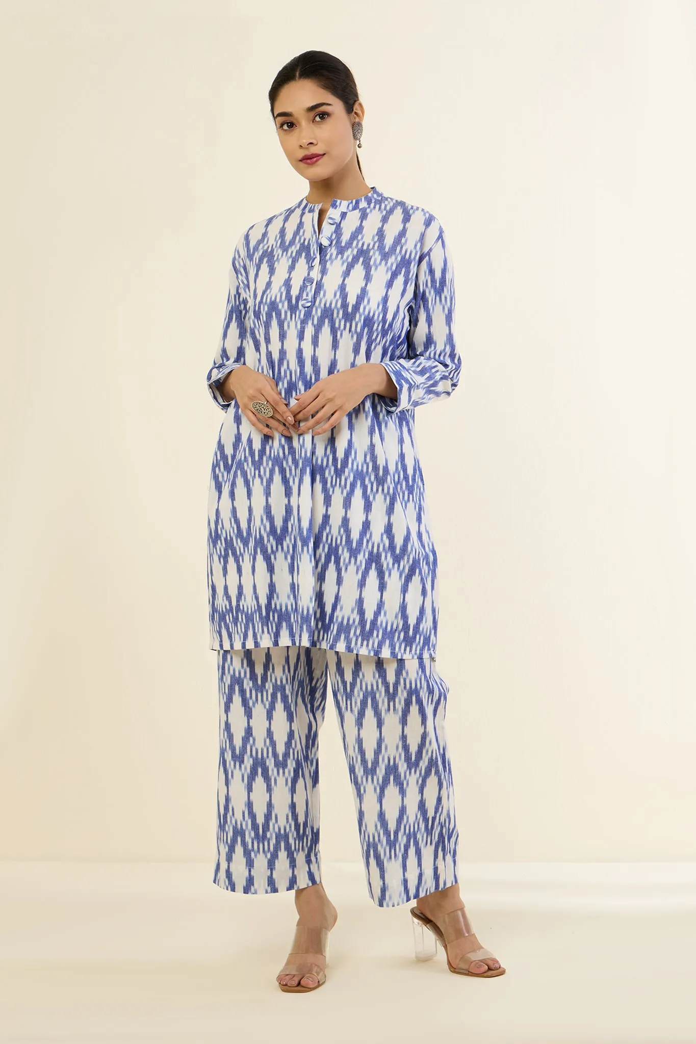 Ocean Breeze Streaks Short Tunic with Sleeves