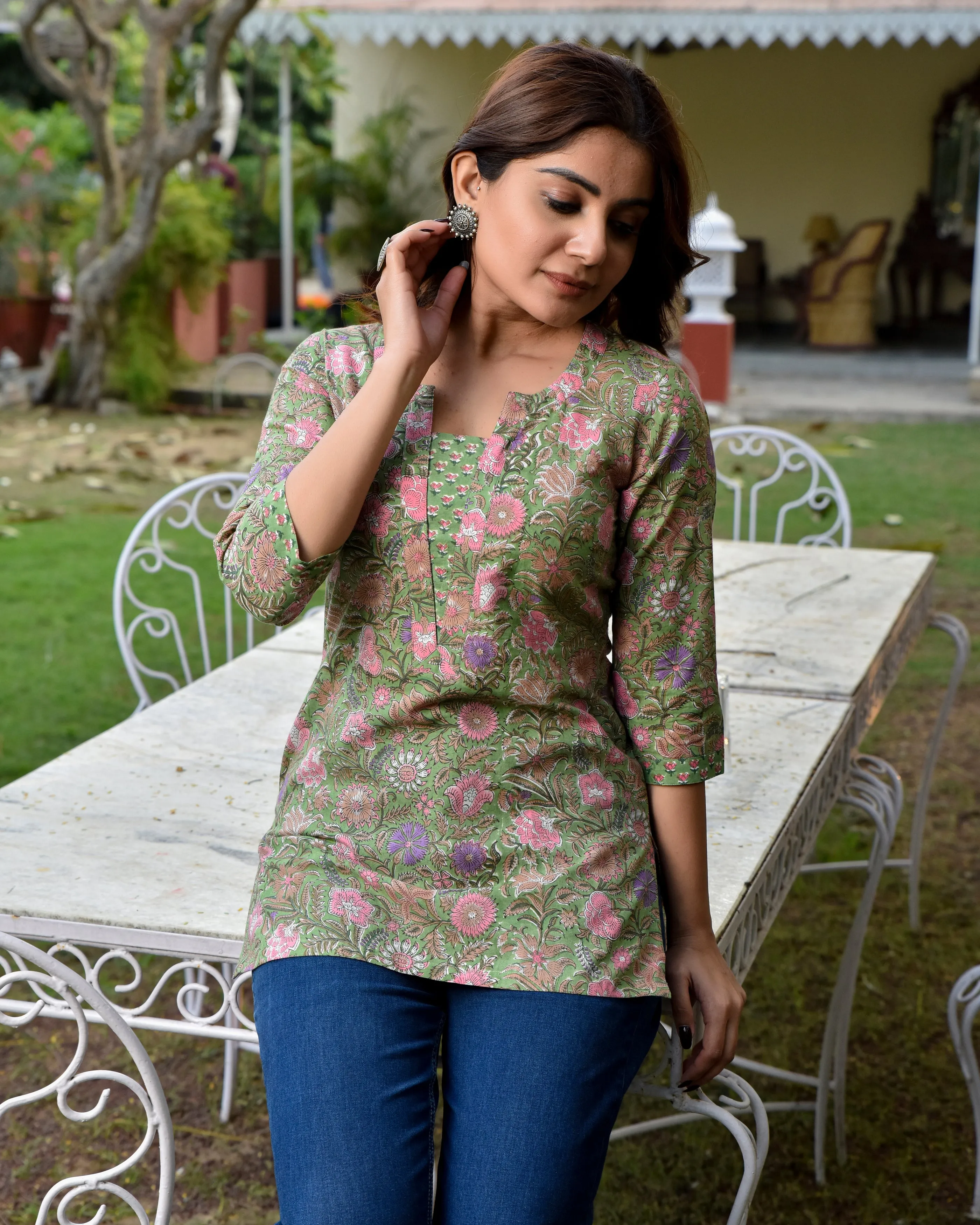 Pear Handblock Short Kurta