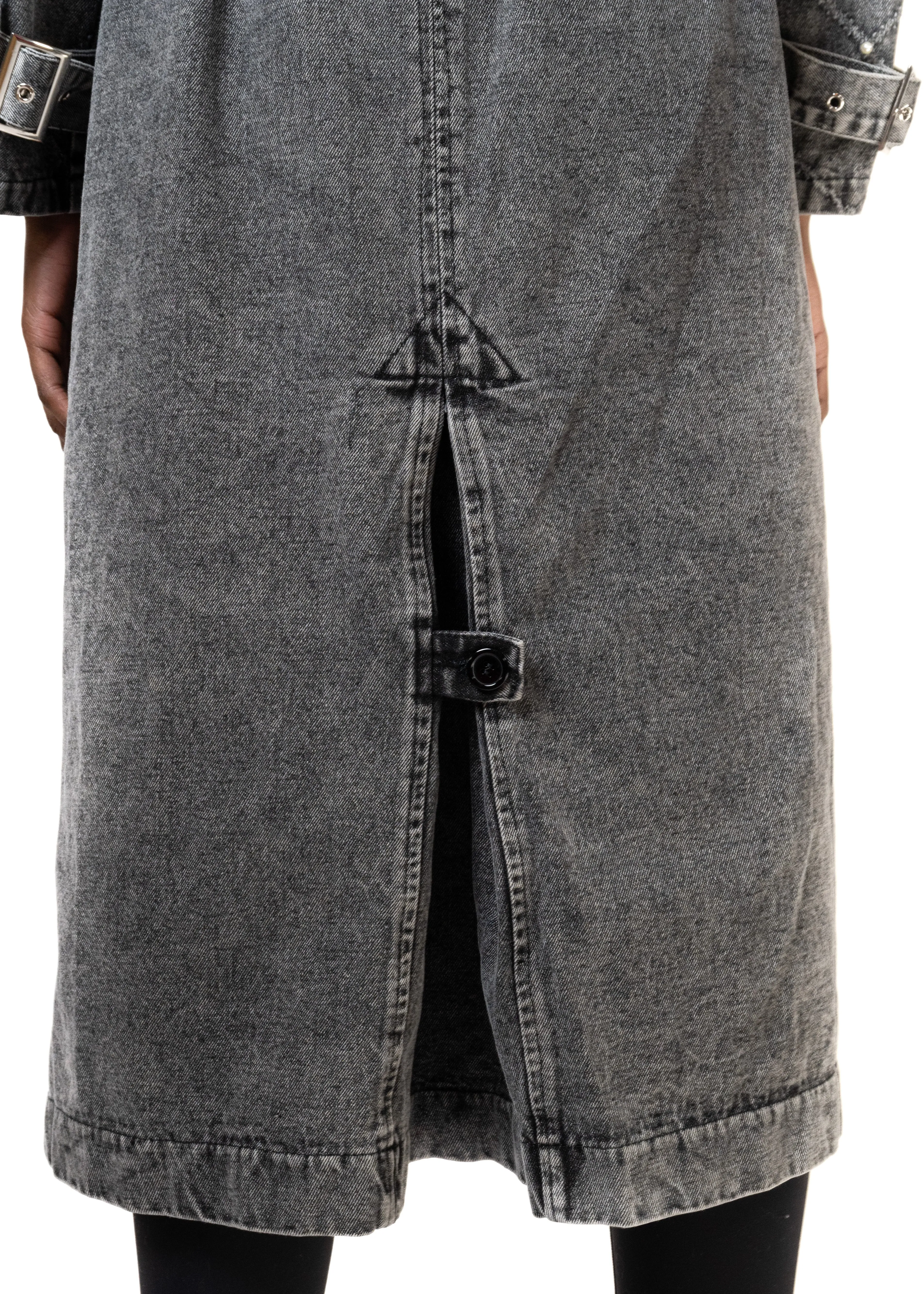 Pearl Embellished Denim Trench