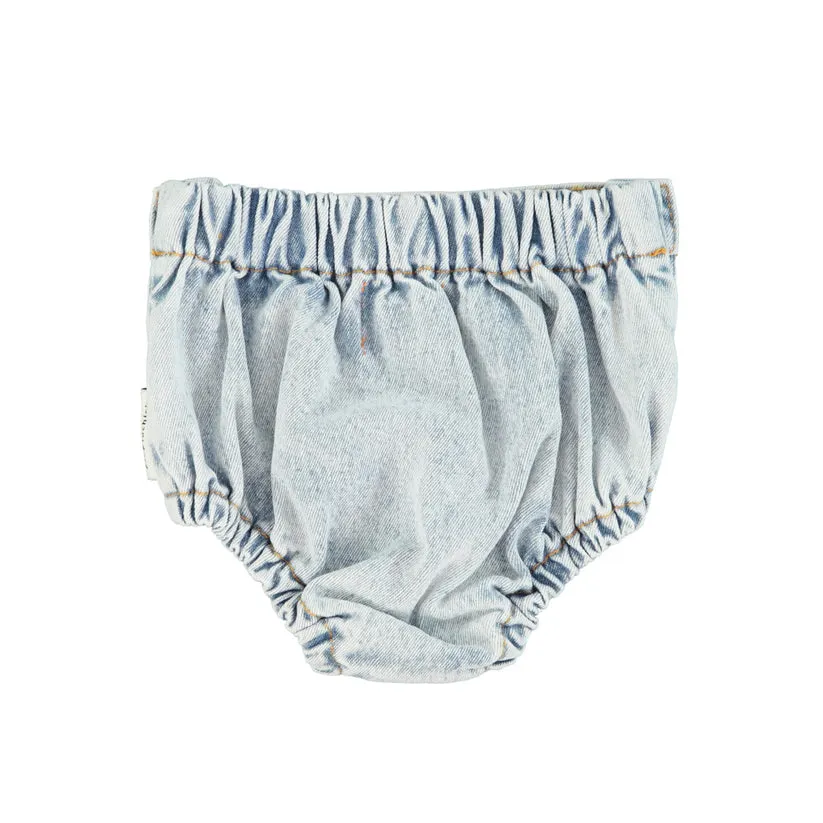 PIUPIUCHICK WASHED BLUE DENIM BABY BLOOMER