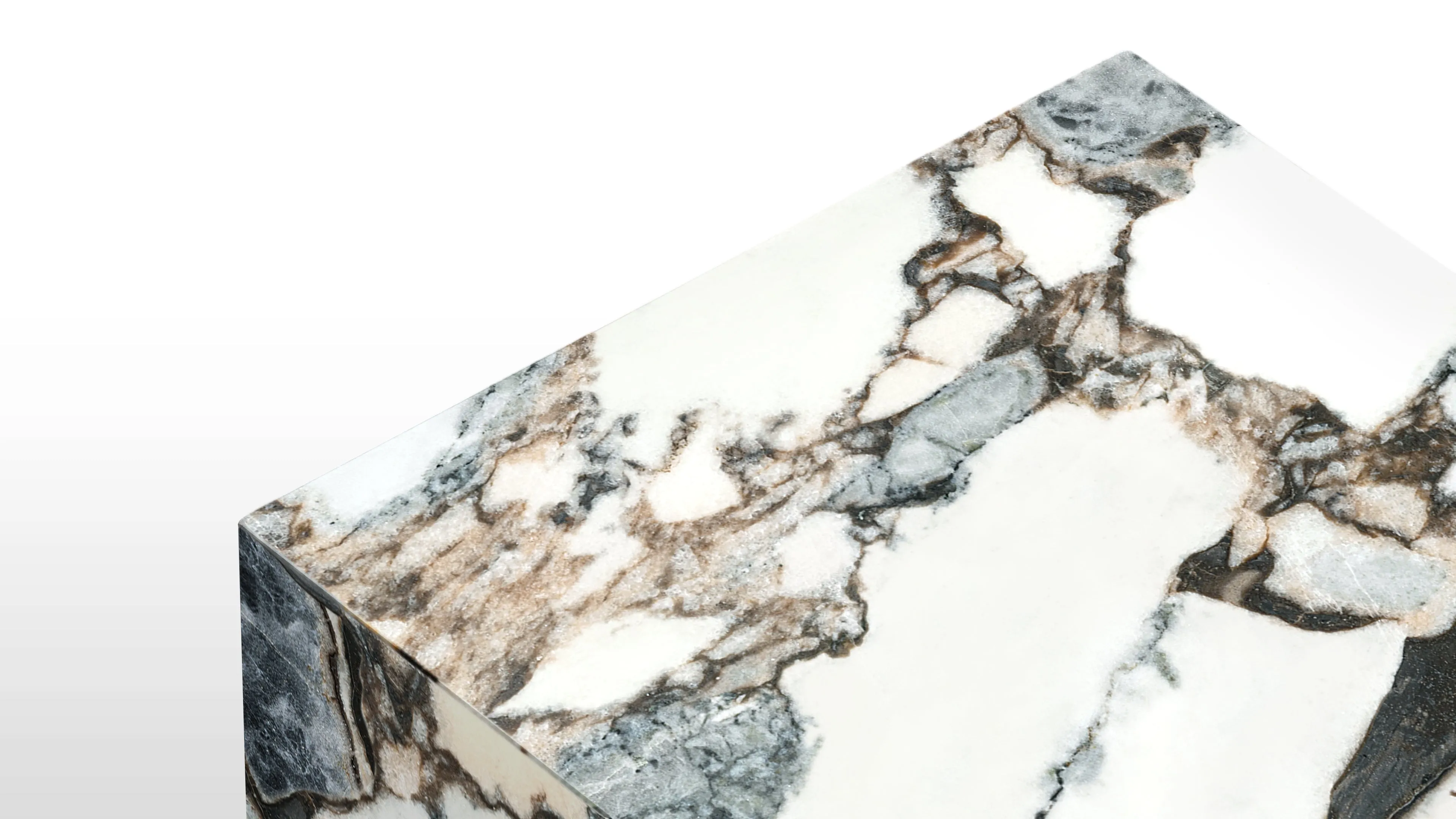 Plinth - Plinth Short Side Table, Modellato Marble