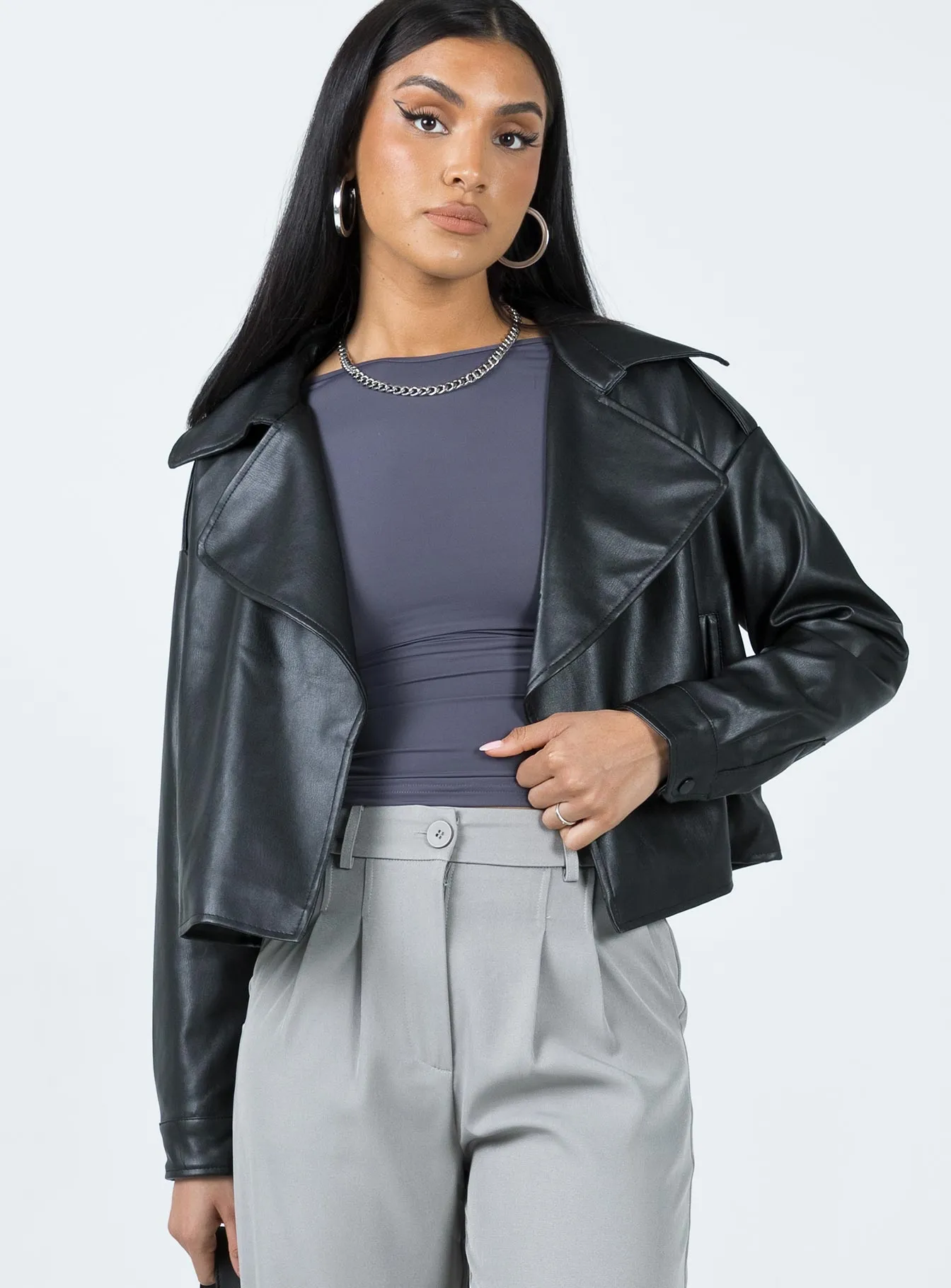 Redfern Faux Leather Jacket Black