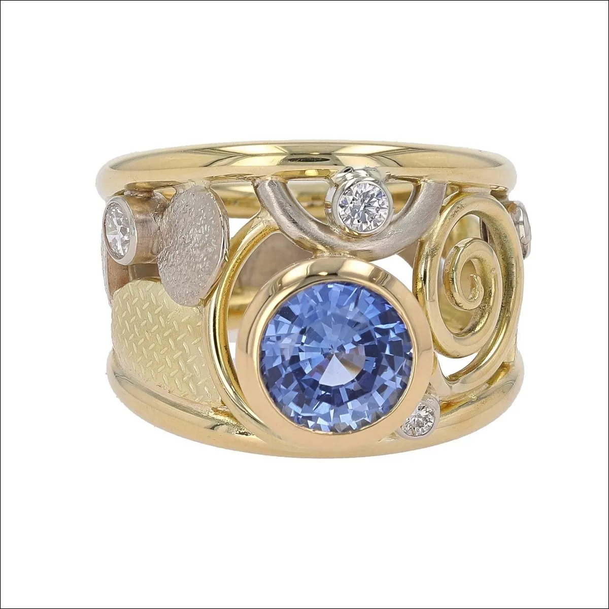 Sapphire Diamond Parts Ring 14KW 18KY