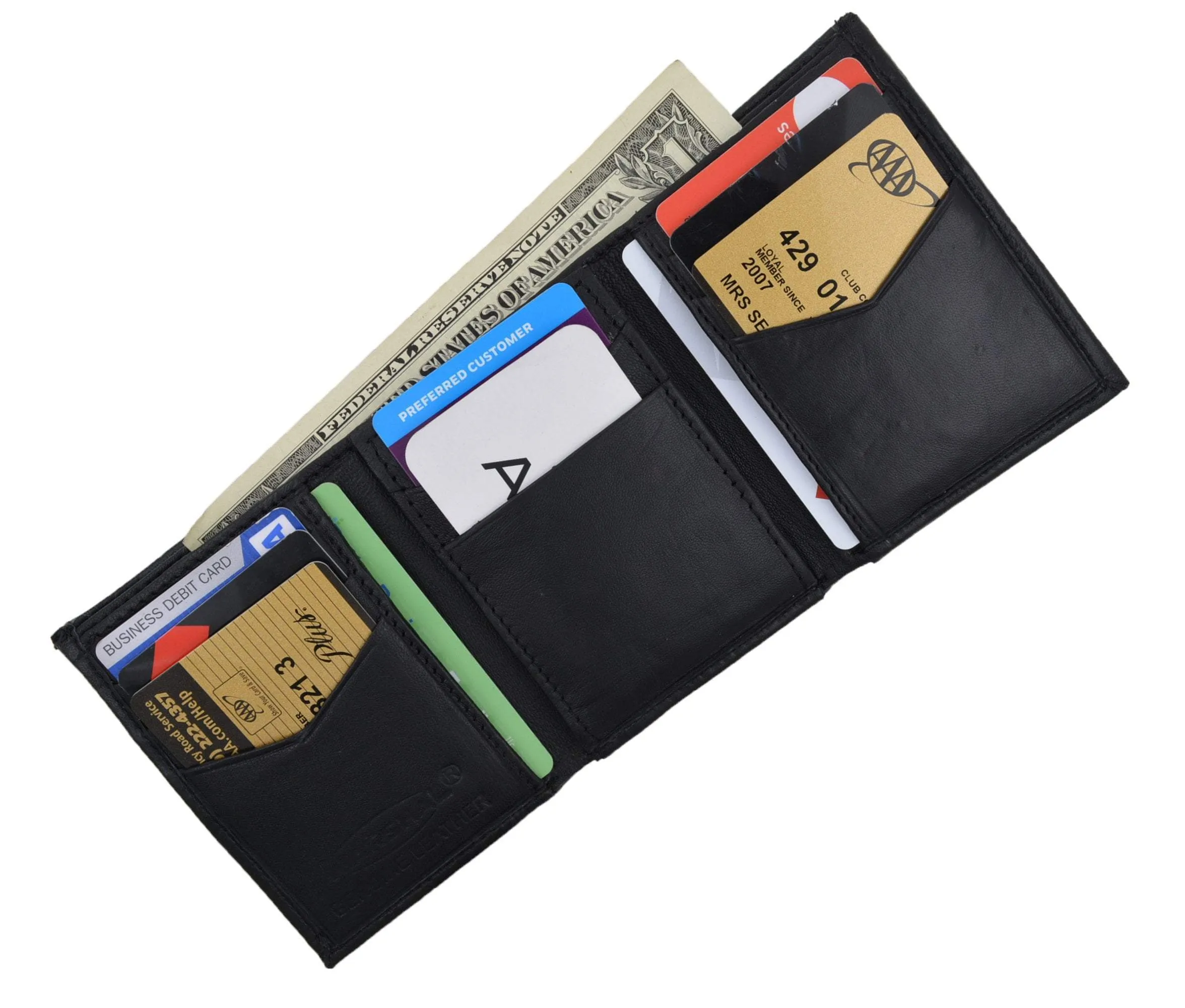 Swiss Marshal Men's Trifold Genuine Leather Center Flap Credit Card ID Holder Wallet SM-P2855