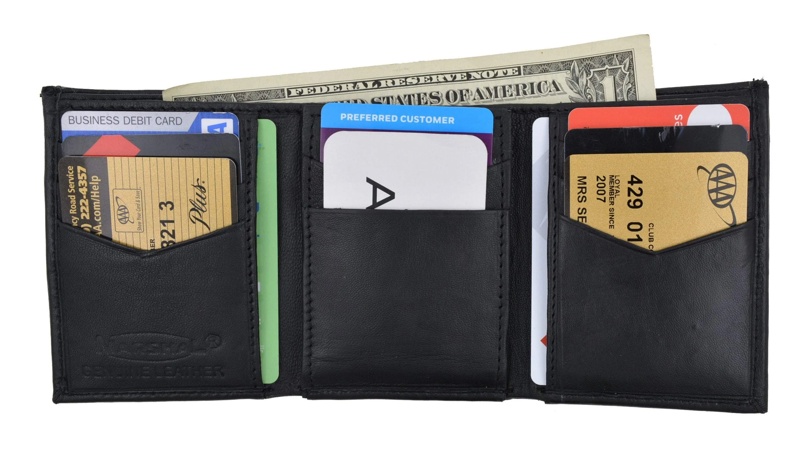 Swiss Marshal Men's Trifold Genuine Leather Center Flap Credit Card ID Holder Wallet SM-P2855