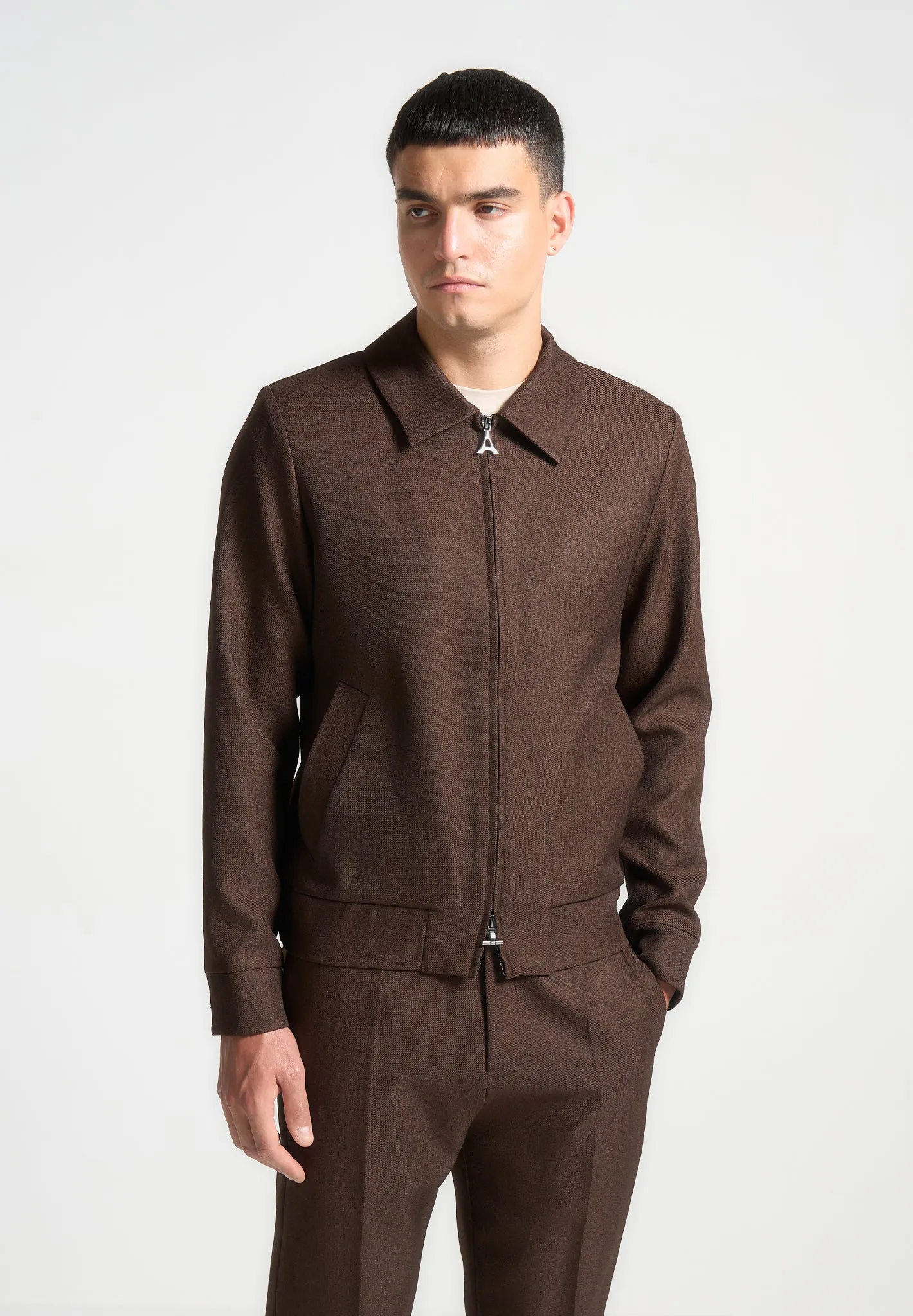 Tailored Harrington Jacket - Brown