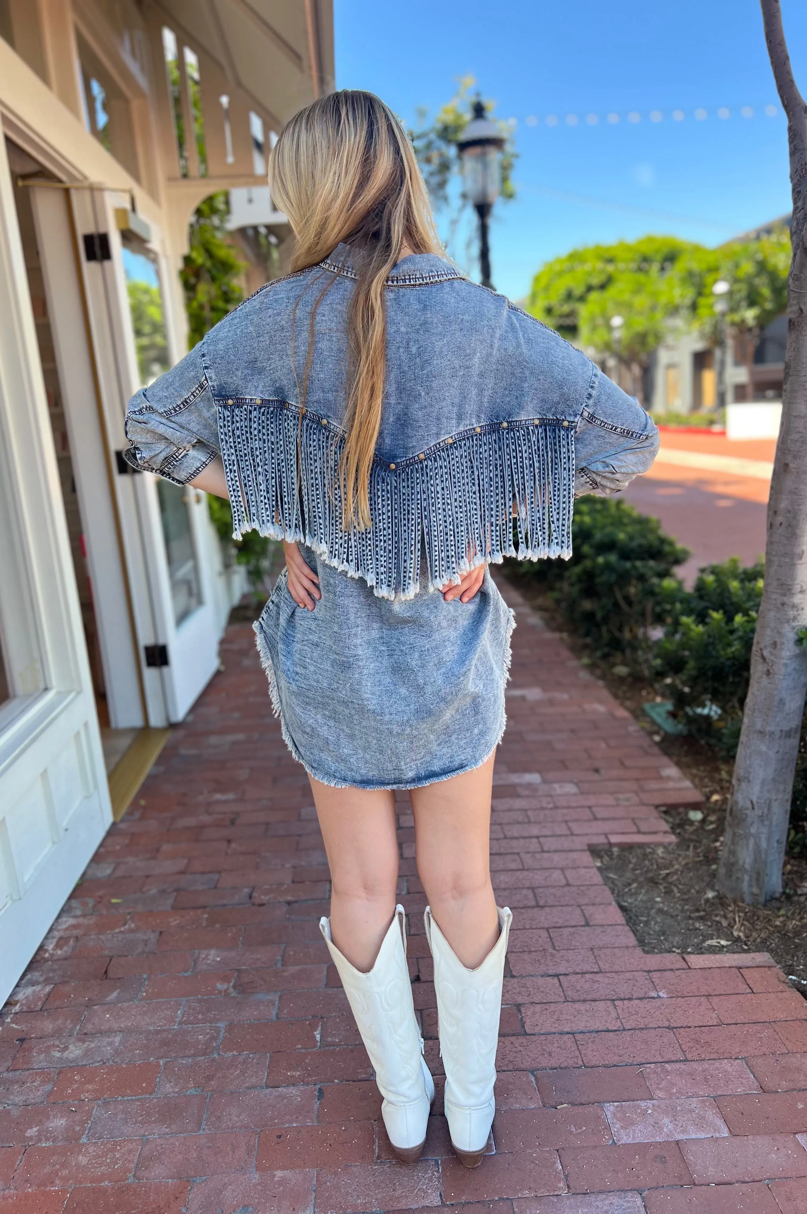 Whiskey Nights Mineral Washed Fringe Tunic