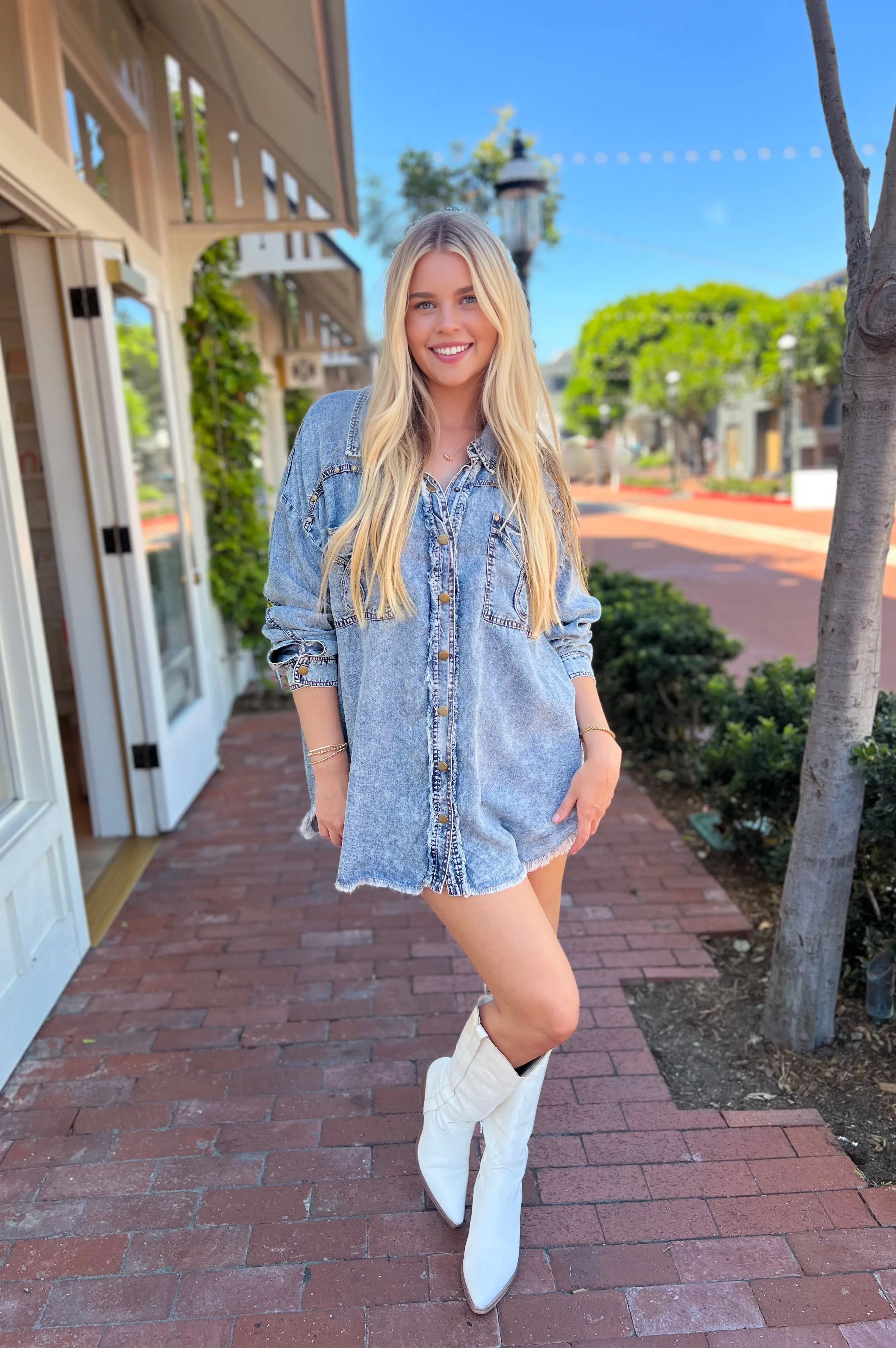 Whiskey Nights Mineral Washed Fringe Tunic