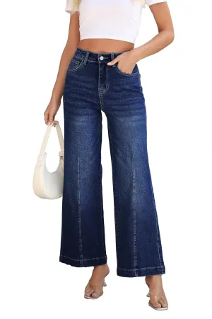 Women High Rise Flared Jeans Straight Leg Jeans for Women Trendy Mom Baggy Wide Leg Denim Pants