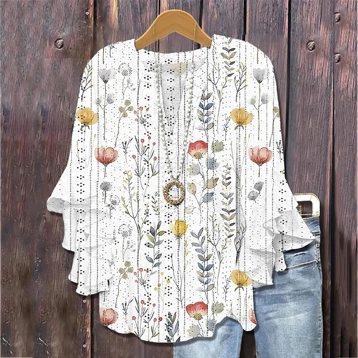 Women's Eyelet Poncho Tops Half Sleeve Tops Trendy Casual Lightweight Flowy Shirt Ruffles Hem Dressy Elegant Blouse