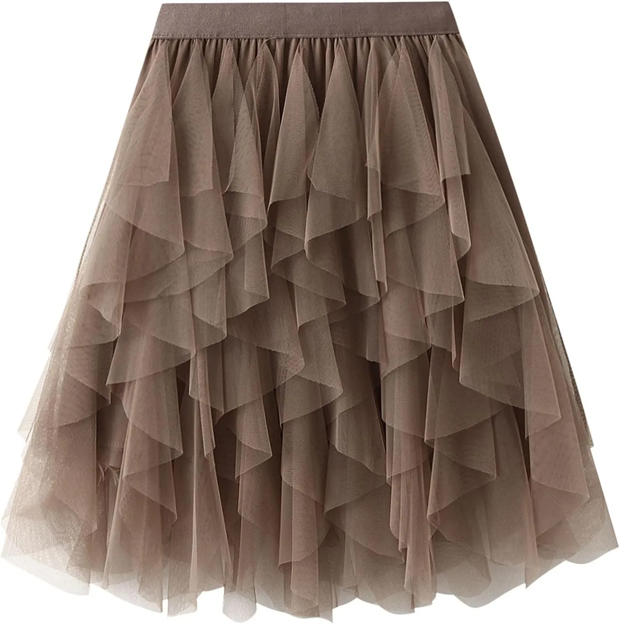 Women's Tulle Mini Skirt Ruffled Mesh Puffy Ballet Tutu Skirts 50s Carnival Party Elastic Waist Short Underskirts
